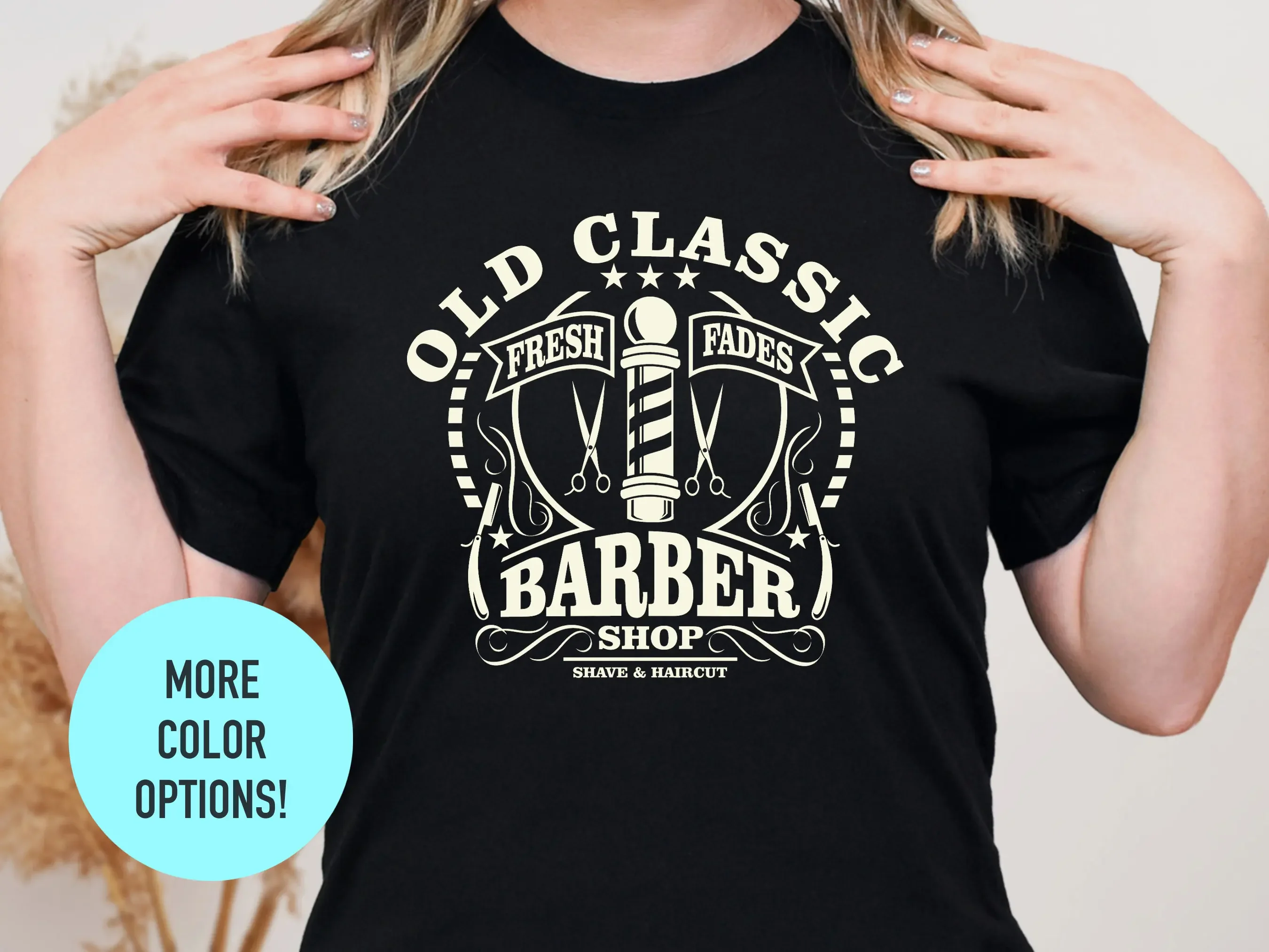 Классическая винтажная футболка для парикмахера удобные цвета свежий стиль