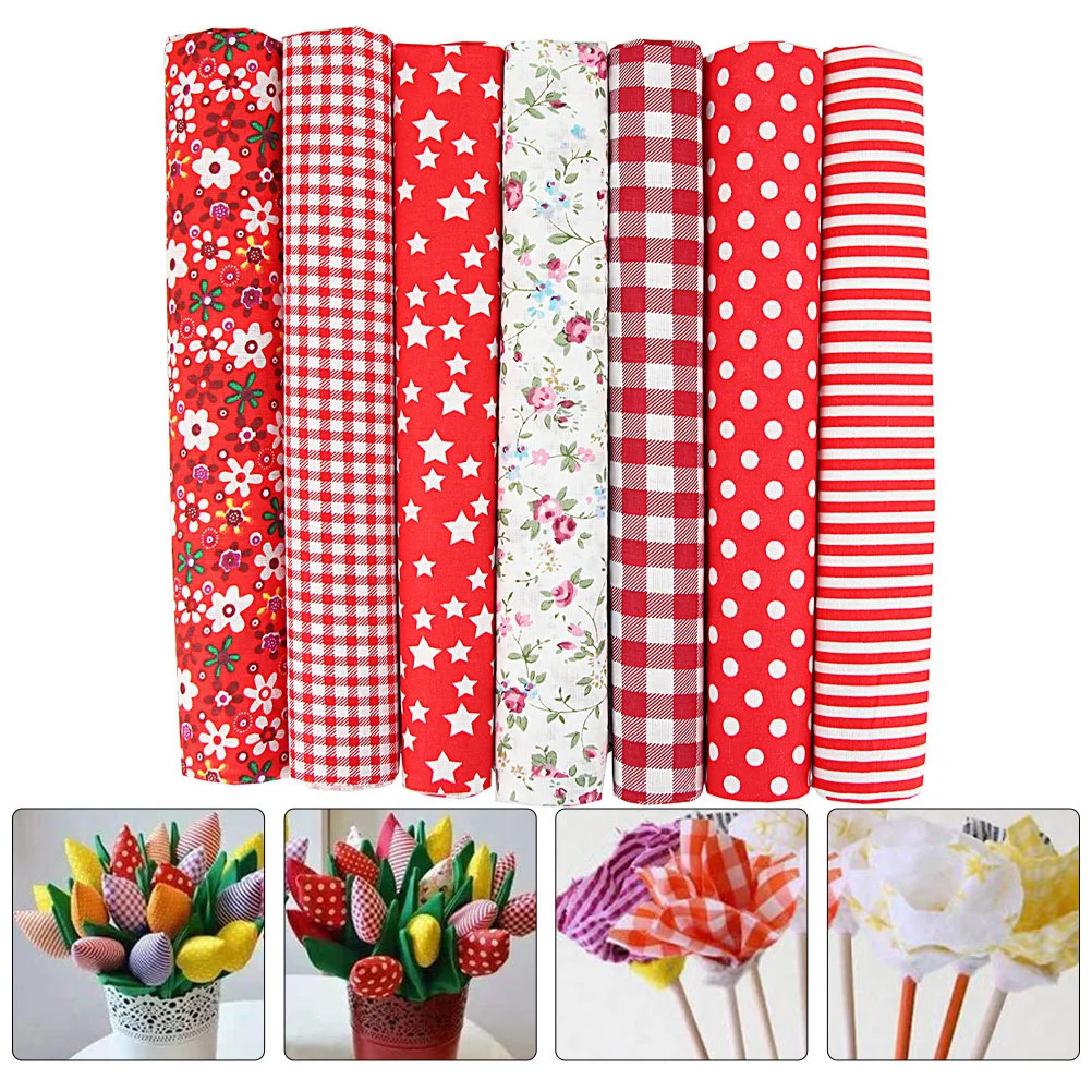 

7 Pcs Small Cloth Cotton Cloths Quilting Fabric Square Sewing Handmade Material