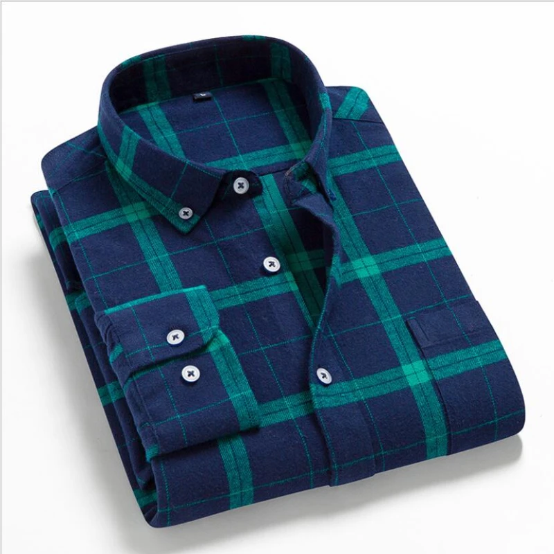 

2022 Men Flannel Plaid Shirt 100% Cotton Spring Autumn Casual Long Sleeve Shirt Soft Comfort Slim Fit Styles Brand Man Clothes
