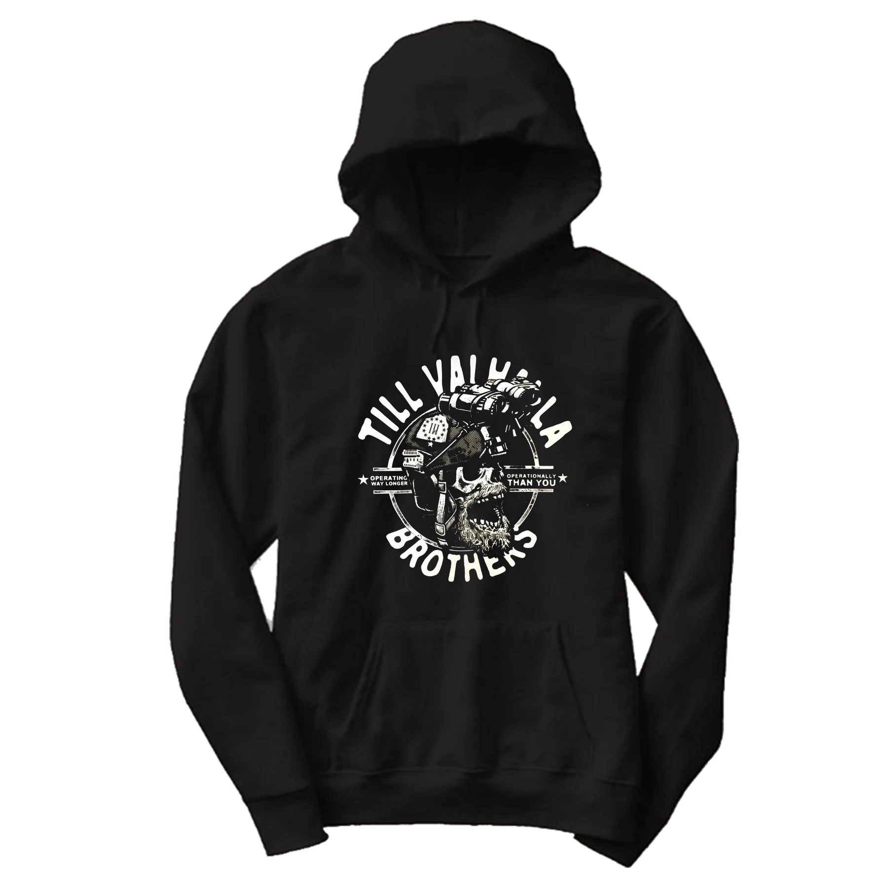 

Till Valhalla. Viking Brother America Beard Warrior Tactical Skull Hoodie High Quality Cotton Comfortable Casual Mens Streetwear
