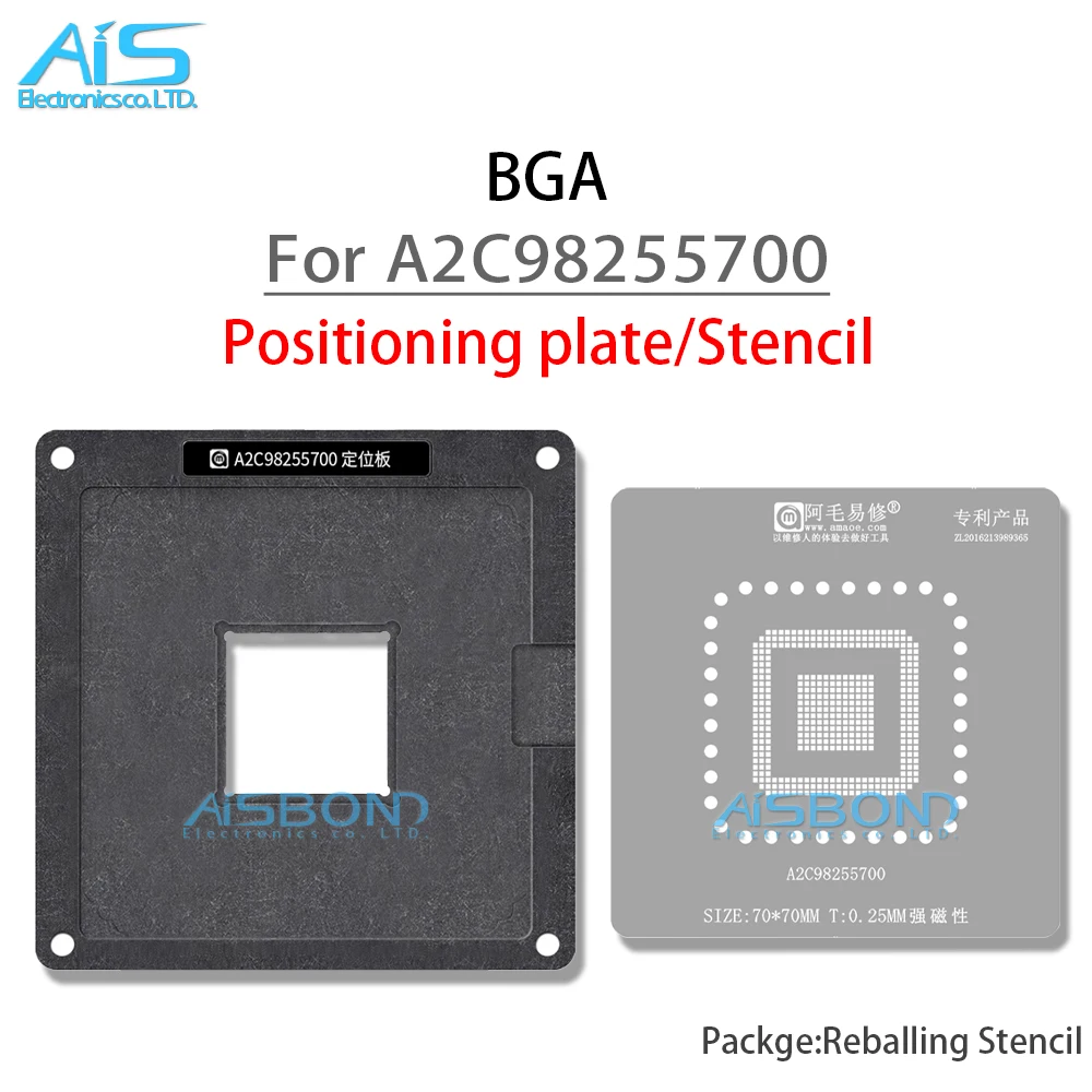 

Amaoe BGA Reballing Stencil Template For A2C98255700 Car Chip IC Positioning Solder Plate Tin Net