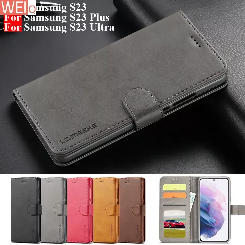 

For Samsung S23 Case Leather Phone Case On Samsung Galaxy S23 Plus 5G Case Flip Magnetic Wallet Cover For Samsung S23 Ultra Case