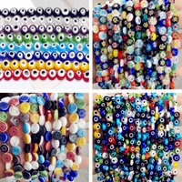 6mm multicolor flat back evil eye round glass beads diy necklace bracelet jewelry accessories 20pcs