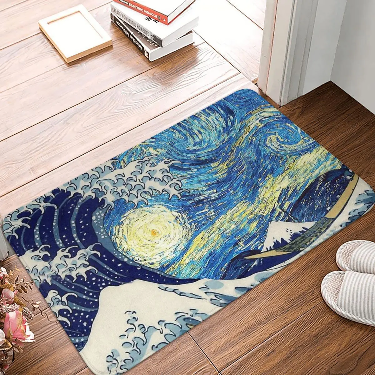 

Van Gogh Oil Painting Art Bedroom Mat The Great Wave Off Kanagawa Starry Night Doormat Living Room Carpet Outdoor Rug Home Decor