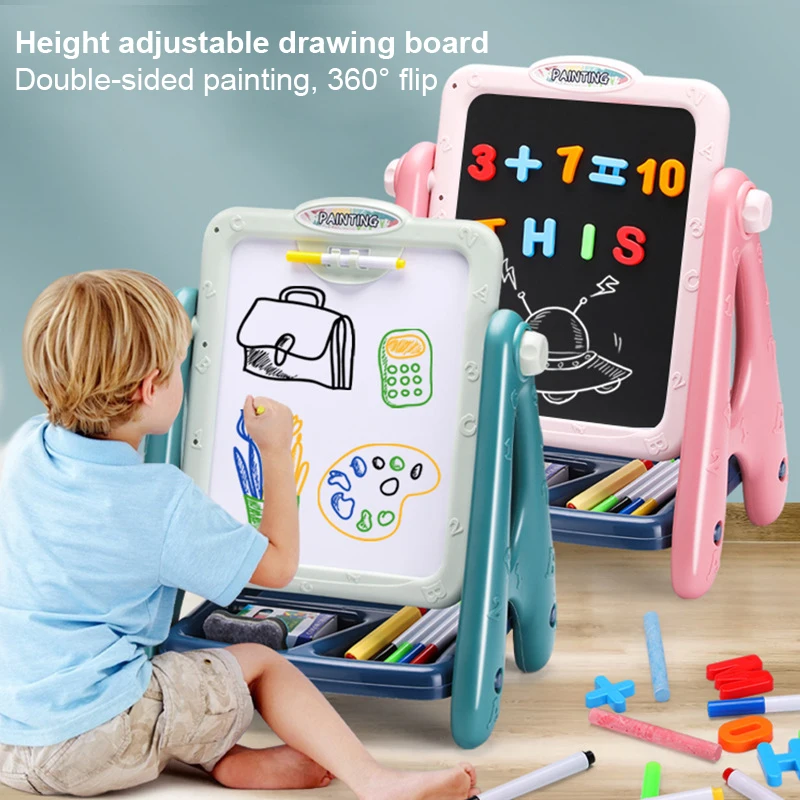 

Multifunction Double Sided Kids Drawing Board Set Art Writing Tablet with Accessories Educational Learning Toy for Children Gift
