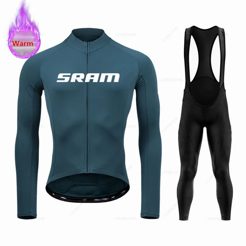 Sram Team Ropa Ciclismo теплая зимняя термофлисовая одежда для велоспорта 2024 мужской