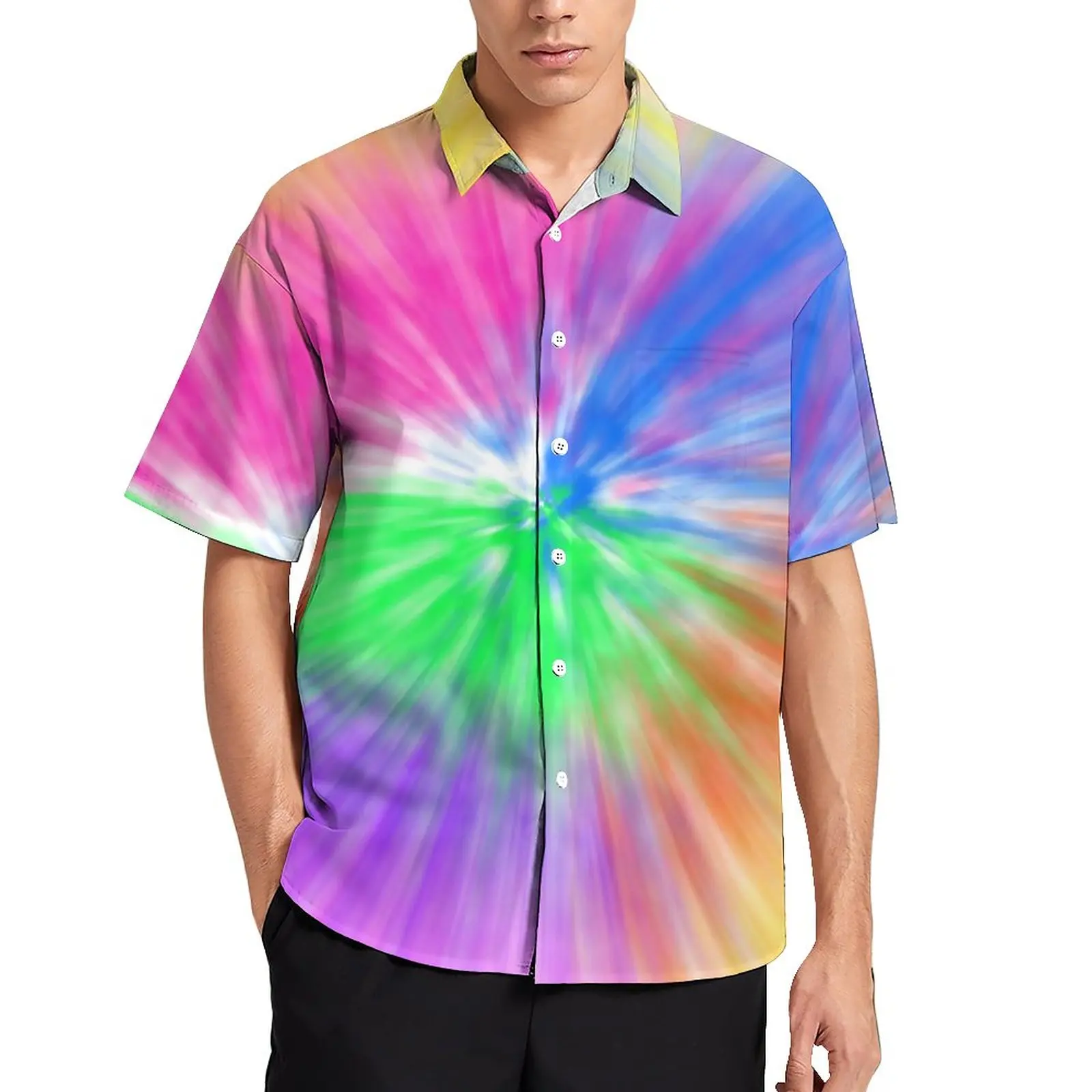 Повседневная рубашка Tie Dye с художественным принтом свободная для отпуска