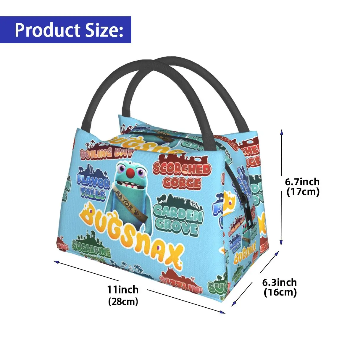 Bugsnax Locations Fan Art Pack Розовые сумки для обеда Kinda Bug Изолированная коробка бенто Сумки