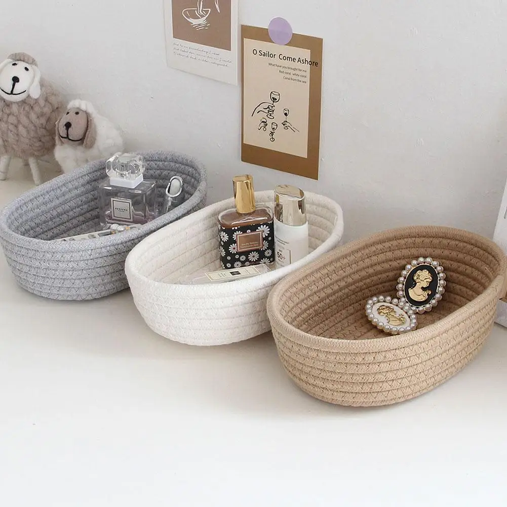 

Nordic Cotton Rope Woven Storage Baskets Organize Boxs Sundries Desktop Basket Organize Cosmetics Sundries Storage L5c4