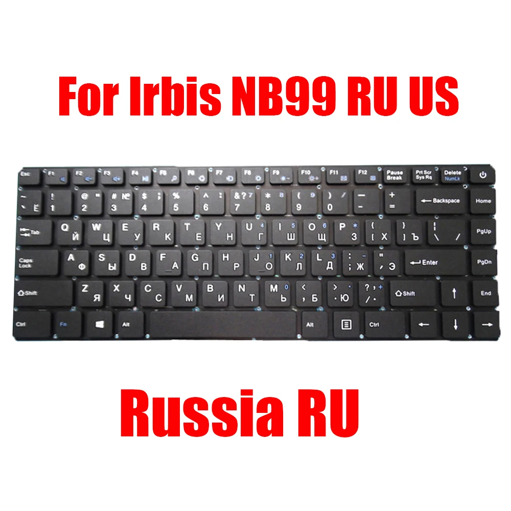 

RU US Laptop Replacement Keyboard For Irbis NB99 English Russia Black Without Frame New