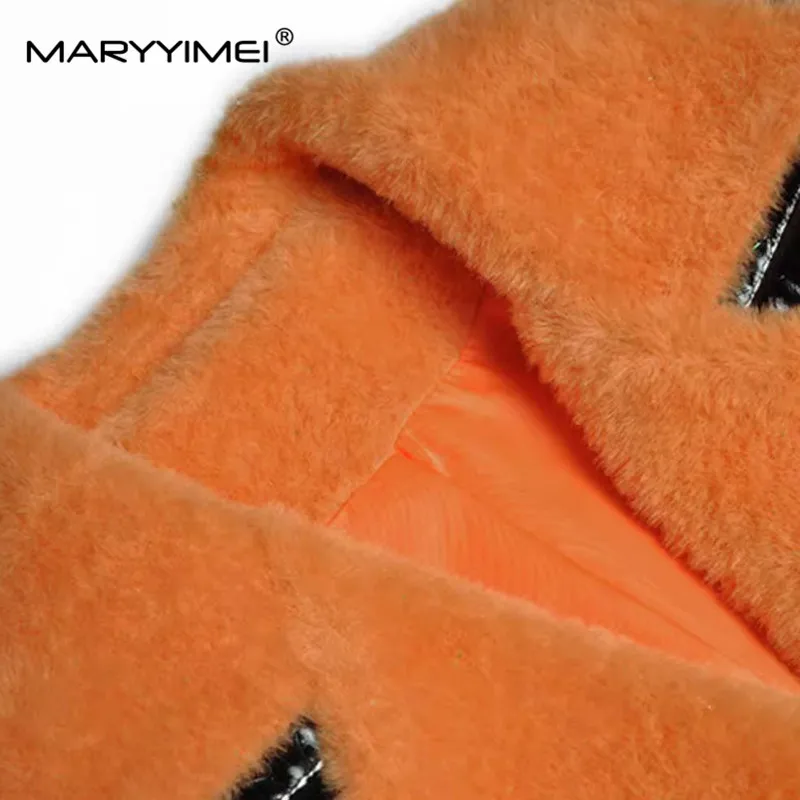 MARYYIMEI модный дизайн женское пальто с отложным воротником и длинными рукавами