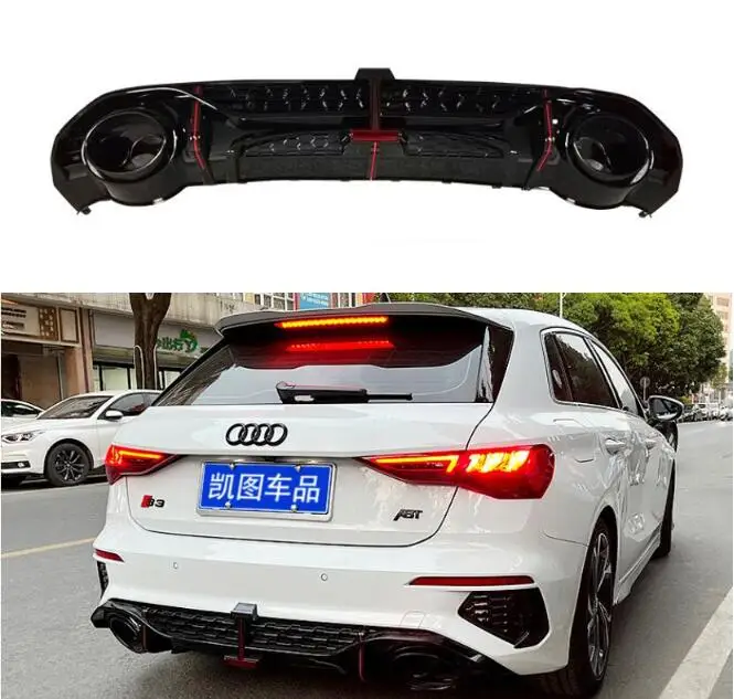 Задний спойлер из АБС-пластика для Audi A3 S3 RS3 Hatchback 2021 2022 2023 (с лампой)