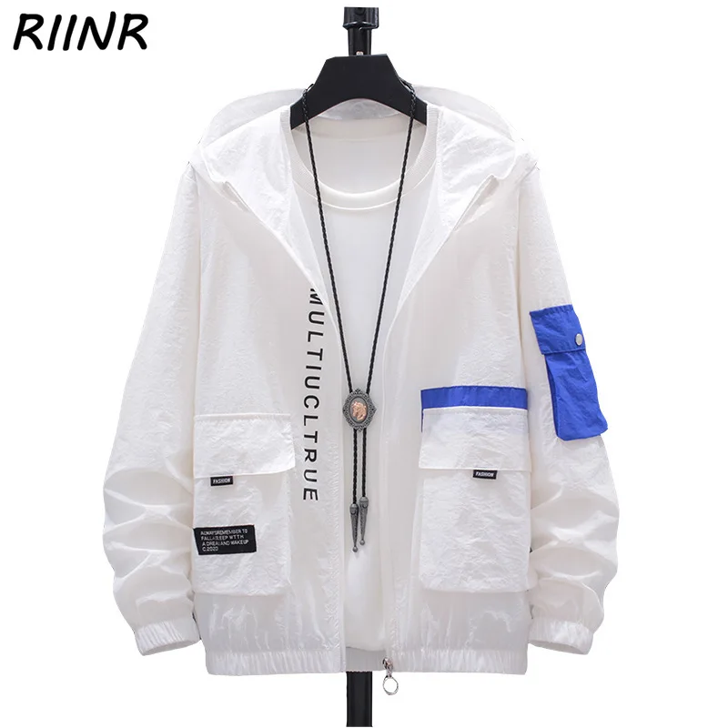 

Men's Sunscreen Jackets Casual Male Hoody Thin Breathable Coats Summer Mens Slim Fit Outwear Outdoor Windbreaker Jackets Men