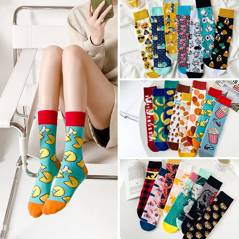 

New long tube thickened warm head and terry socks ins wind straight cartoon tide socks