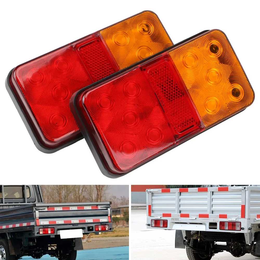 

2PCS 12-80V LED Tail Light Rear Brake Light Taillight Turn Signal Indicator Stop Lamp for Car Truck Trailer Caravan 10 LED