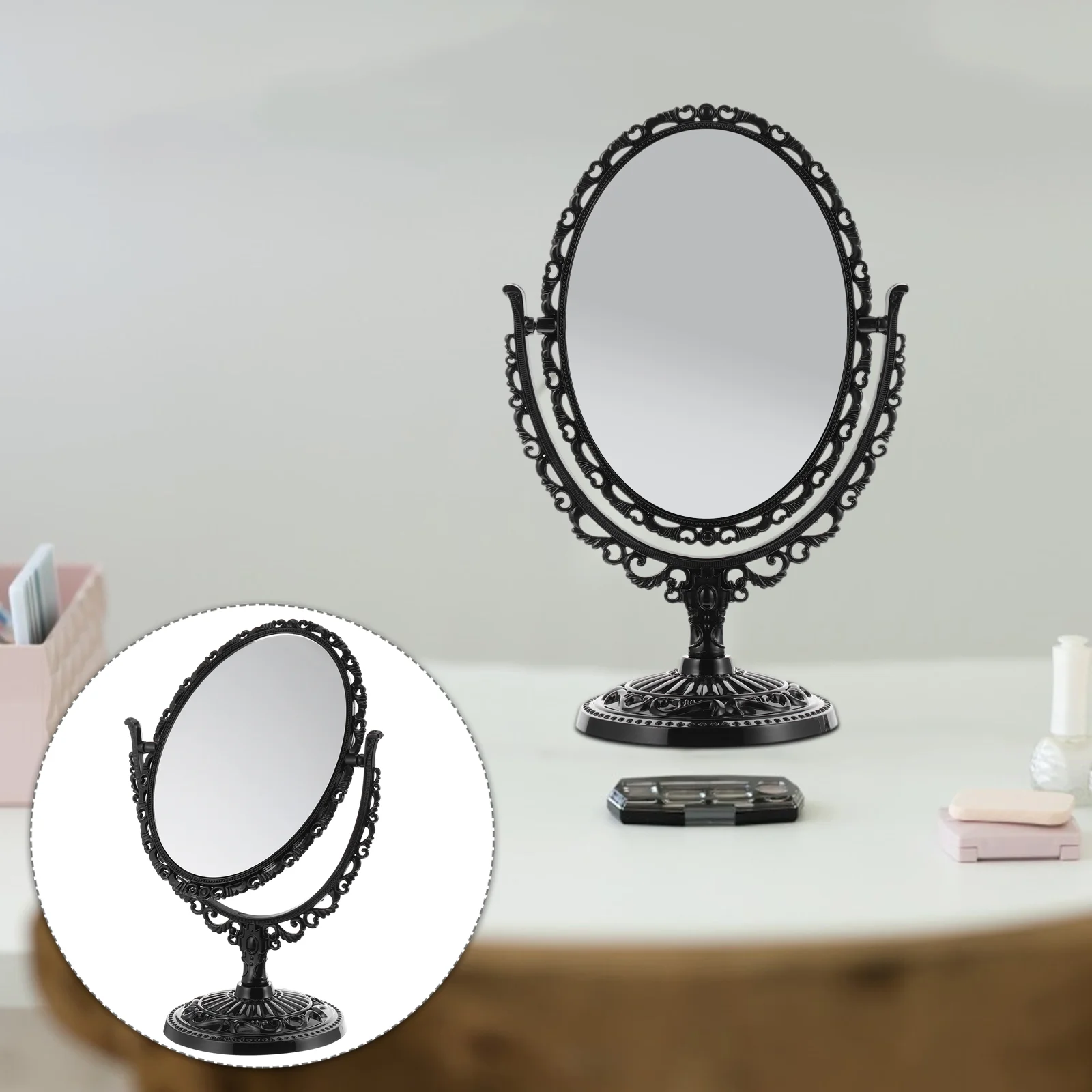 

Standing Double Side Retro Mirror Desktop Mirror Mirror Makeup Mirror