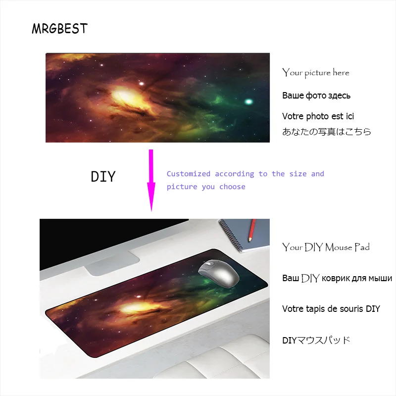 

MRGLZY Large Mouse Pad Company DIY Mouse Pads white mouse mat XXL 900X400 Custom Desk Mats gamer Black PC Gamer Carpets Rugs