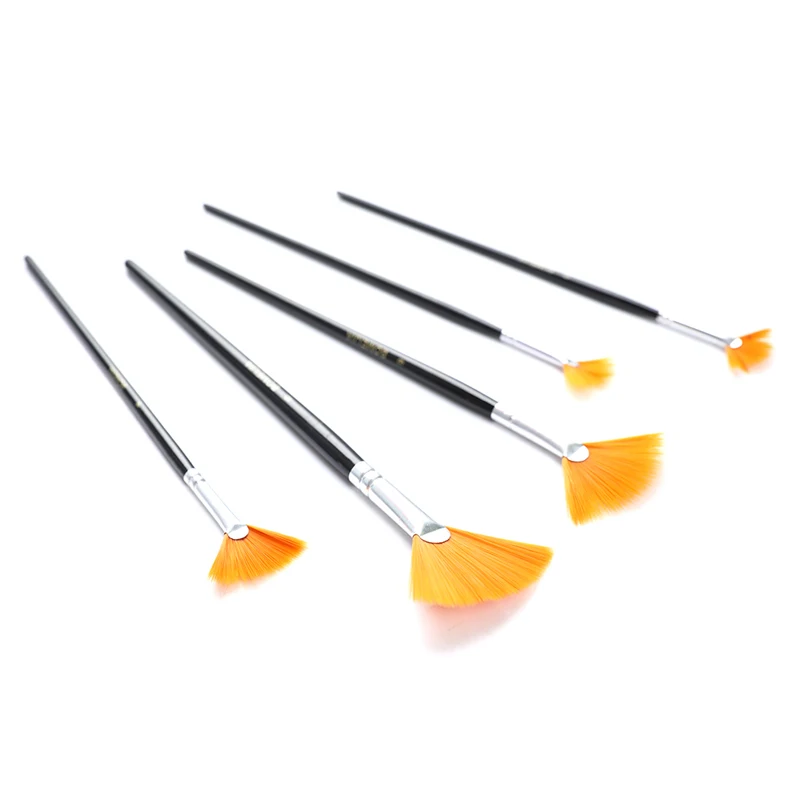 

5pcs Fan Shape Gouache Painting Pen Nylon Hair Paint Brush Drawing Art Supplies
