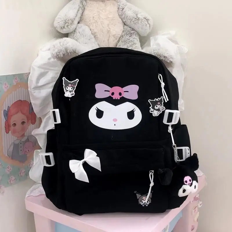 

Новинка, рюкзак Sanrioed Kuromi, Компьютерная сумка, школьная сумка, дорожная сумка