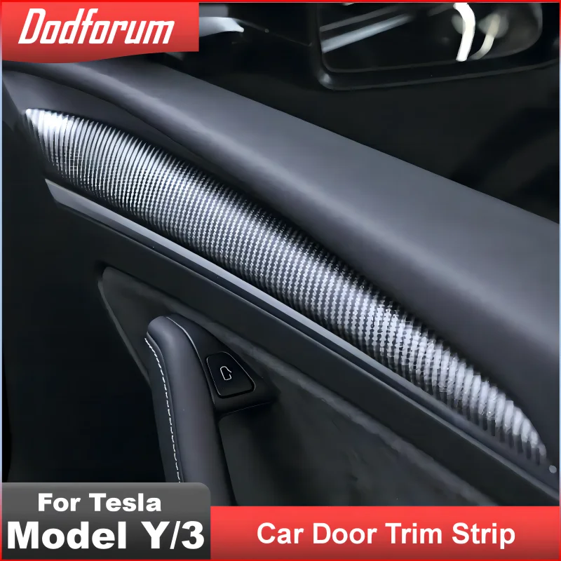 

Door Trim Strip For Tesla Model 3 Model Y 2022 Interior Front Carbon Fiber Trims Patch Cover Decoration Sticker Car Accessories