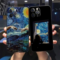 painting starry night van gogh iphone 12 mini 11 13 pro max x xr xs max iphone 7 8 plus black case