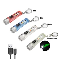 mini keychain torch usb rechargeable led light waterproof flashlight with buckle outdoor emergency camping lighting tool