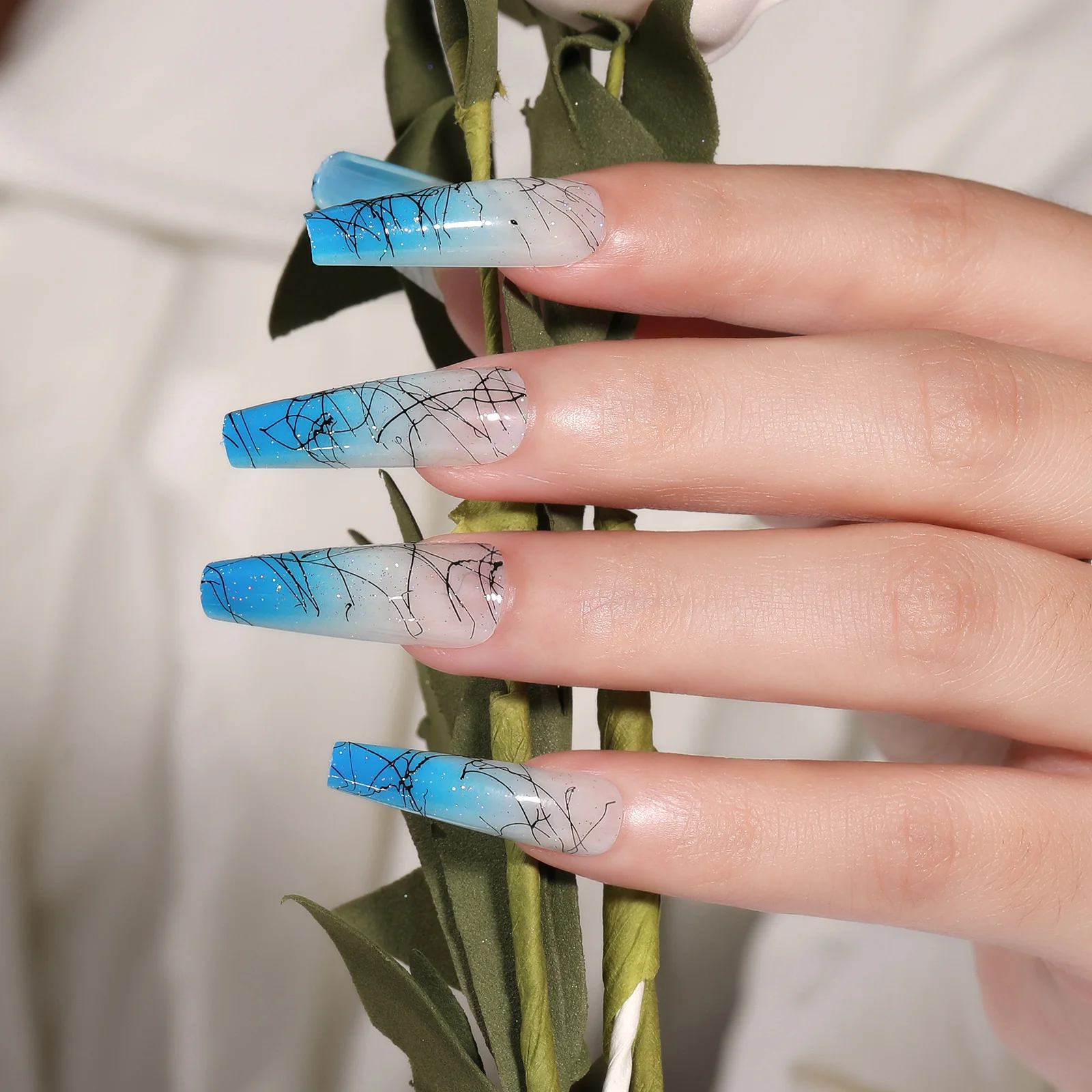 

LULAA 24 шт. граффити французские накладные ногти модные опаловые накладные ногти Многоразовые полное покрытие для ногтей Акриловые накладные...