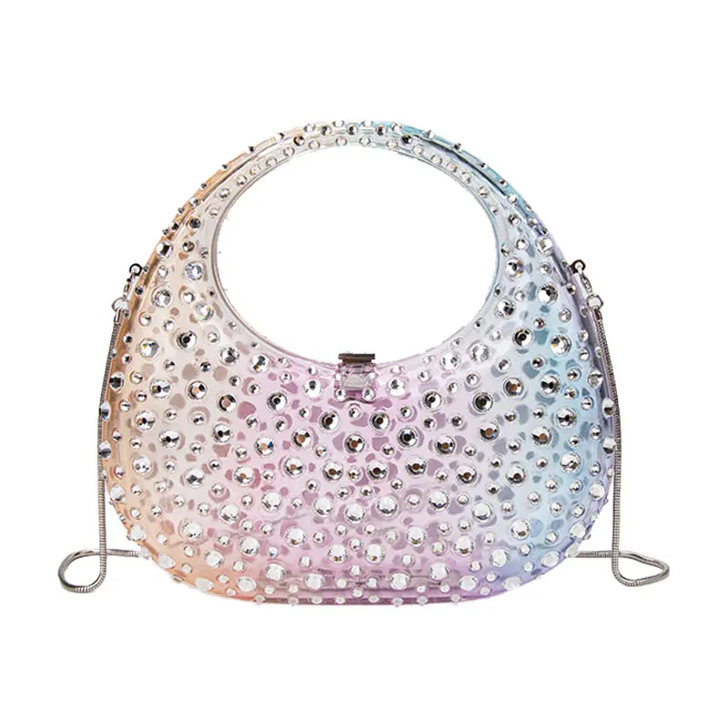 

Transparent Acrylic Luxury Bag Women Gradient Multicolor Exact Replicas Party Evening Bag New Wedding Diamond Brand Purse Clutch