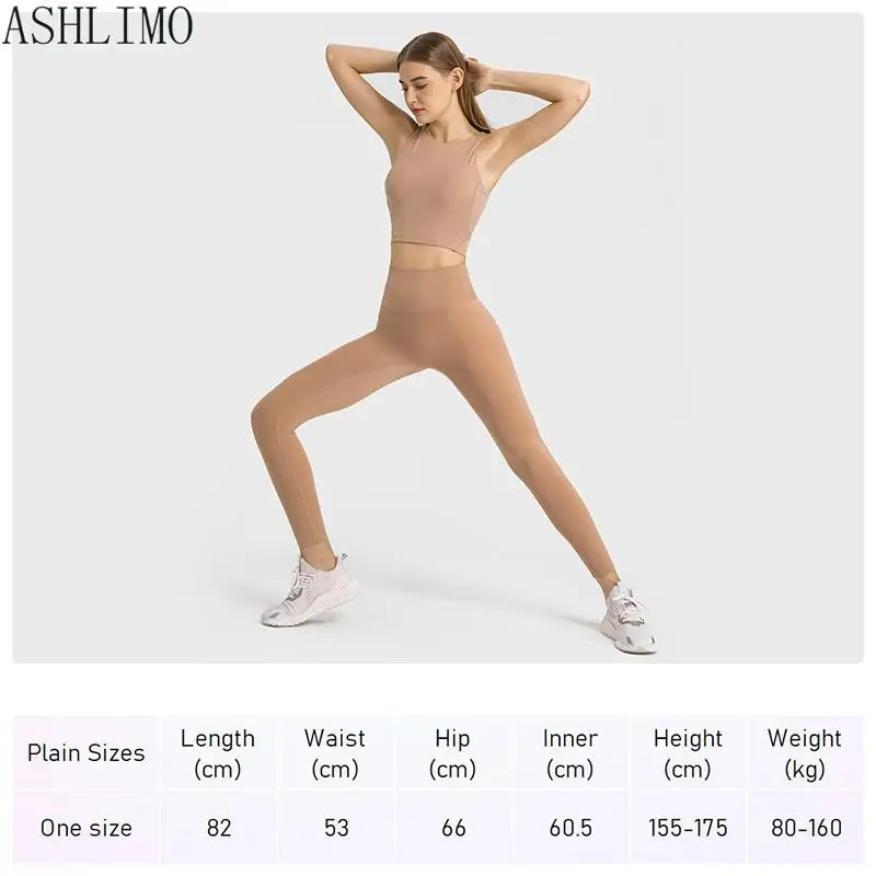 ASHLIMO Leggins Women Gym Free Size Yoga Pants Lift Hip High Waist Nude Feel No Trace Exercise Pants Lulu Fitness Yoga Clothing