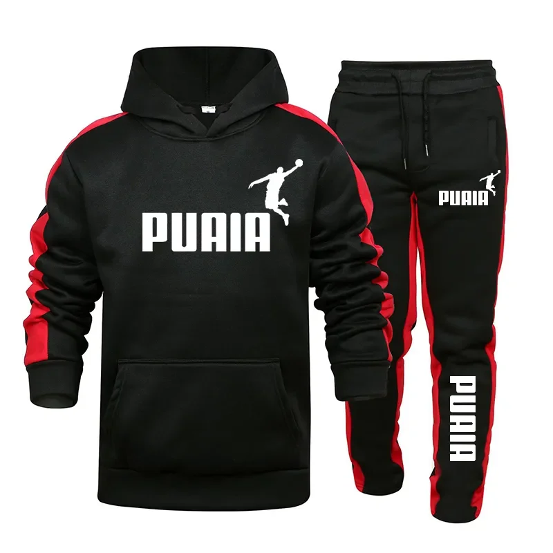 

2023 Autumn Winter Mens Hooded Tracksuit+Sweatpants 2-Piece Set High Quality Jogging Sportswear Casual Print Streetwear Clothing