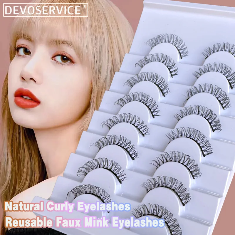 

Eyelashes Wholesale 8 Pairs Faux 3D Mink Eyelash Natural Volume Strip Lashes Makeup Curl Fluffy Messy False Eye Lash Bulk Cilios