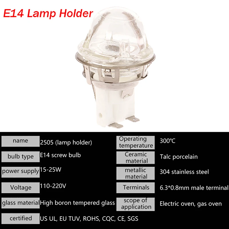 

1Pc AC110-220V E14 Oven Light Bulb Adapter High Temperature Resistant 300 Degrees Ceramic Lamp Holder Converter Socket