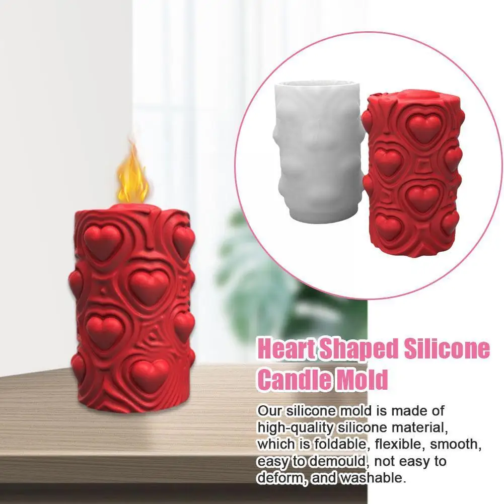 

Heart Shaped Silicone Candle Mold Diy Love Columnar Ice Chocolate Making Cake Mould New Geometry Resin Soap Plaster N9O7