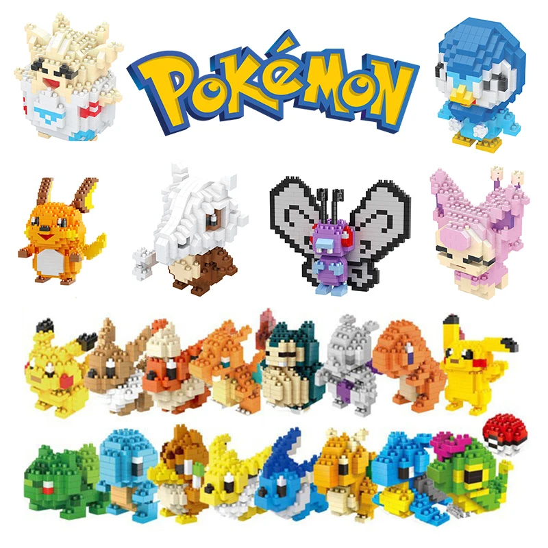 

Kawaii, несколько стилей, Покемон, маленькие строительные блоки, игрушка, Пикачу, Eevee, Squirtle Charmander Bulbasaur, фигурка, модель, кукла, подарок