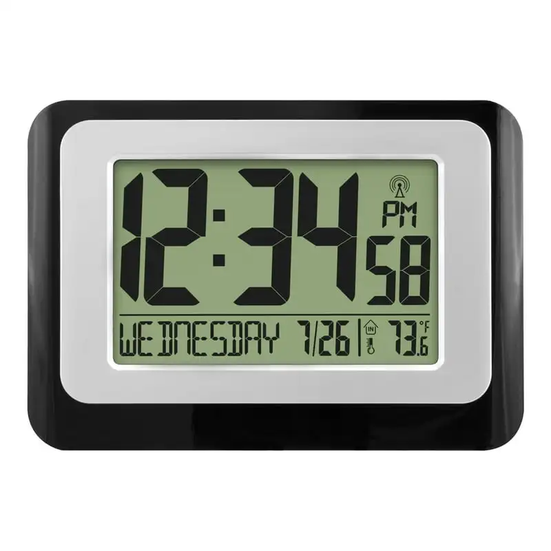 

Atomic Calendar Black Desk Alarm Clock with Temperature, W88631 Table clock Living room decorations for home Clock Digital led c