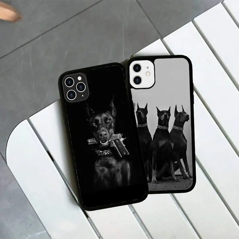 

Animal Dachshund Doberman dog Phone Case Silicone PC+TPU Case for iPhone 11 12 13 Pro Max 8 7 6 Plus X SE XR Hard Fundas