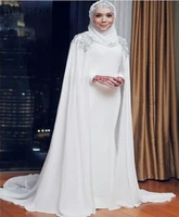 muslim mermaid wedding dresses 2022 with wrap jewel sweep train crystal beads garden bridal gowns vestidos de noiva