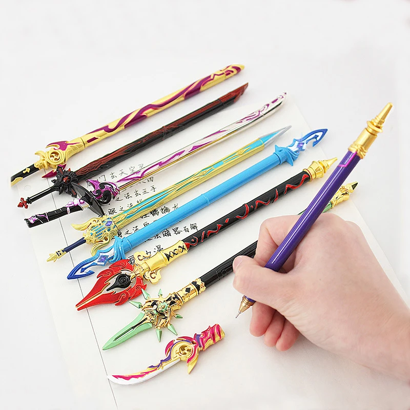 Anime Genshin Impact Cosplay papelería armas Tartaglia Arataki Itto Raiden Shogun Thomas Sword Sign Pens Props
