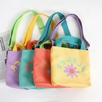 adolescent canvas shool bag teenager messenger package korea girl contrasting colors flower handbag shoulder leisure book pocket