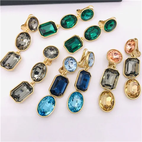 Женские серьги в стиле ретро элегантные квадратные серьги-клипсы