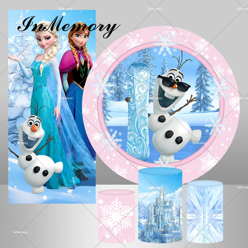 Фон для фотосъемки новорожденных с изображением изогнутой Анны и Эльзы