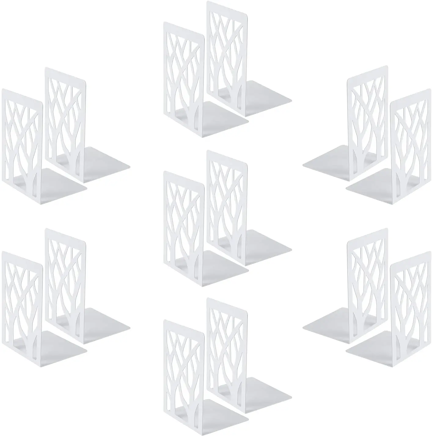 

Book Ends Metal Bookends Bookend Supports Book Stoppers (White, 7 pairs)