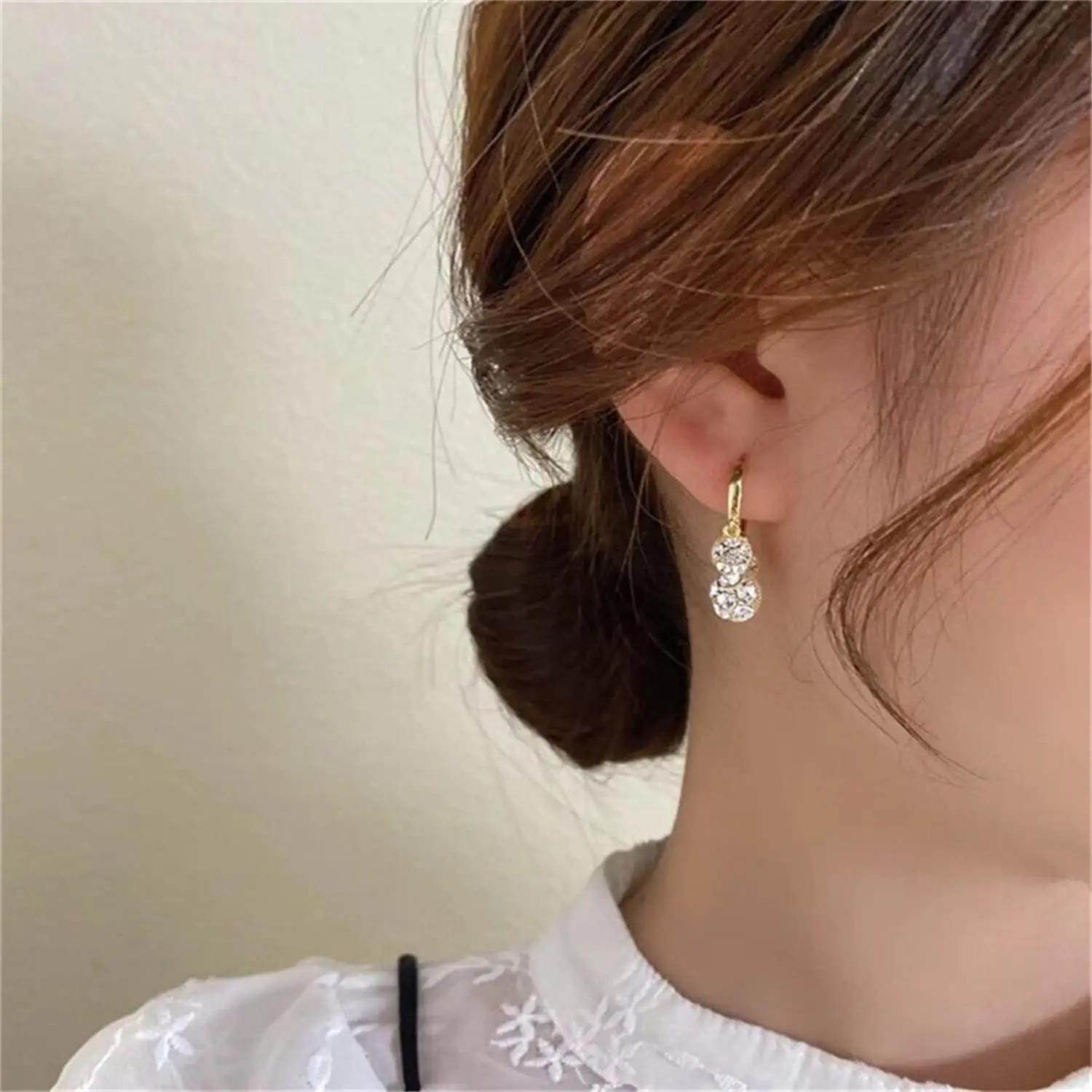 

Double-Sided Diamond Pearl Earrings,Double-Sided Glittering Diamond Pearl Earrings Ear Buckle,Cute Smart Ball Earrings for Women