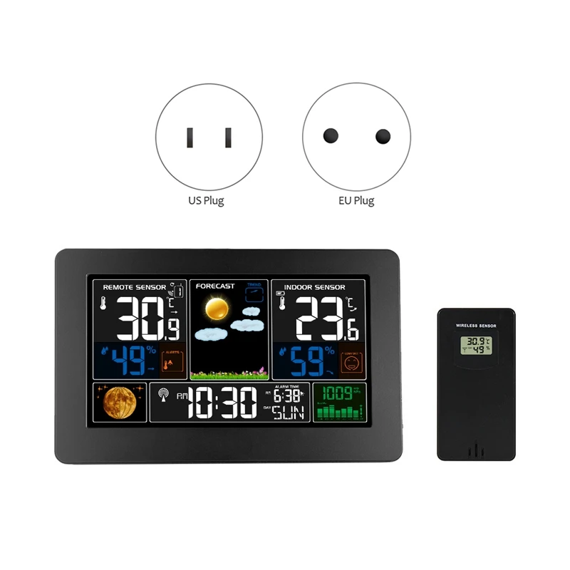 

Weather Station Clocks Wireless Indoor Outdoor Thermometer Table Clock With Temperature And Humidity Alarm Clock