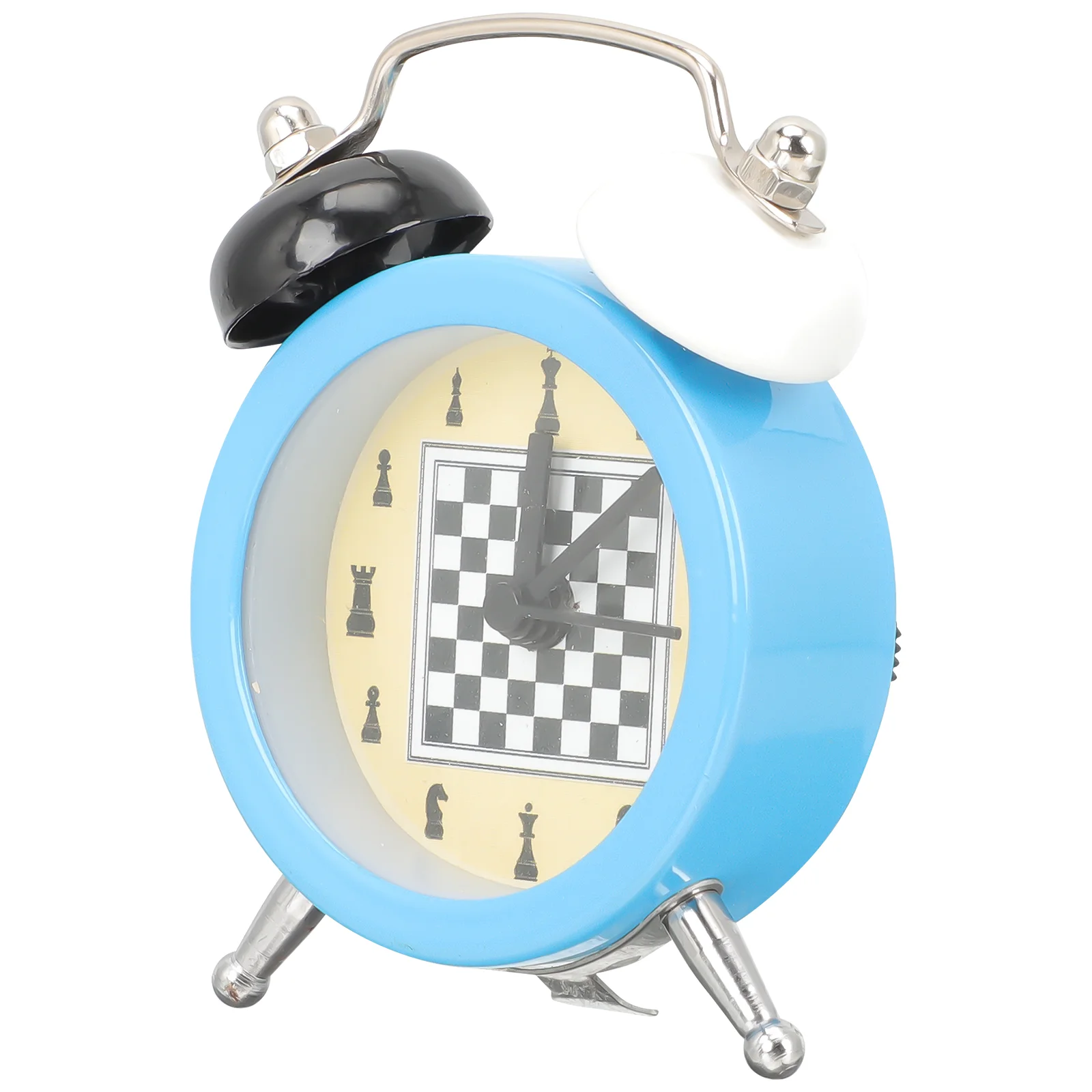 

Clock Alarm Chess Mini Bedside Table Timer Travel Analog Bell Twin Pattern Retro Decorative Ticking Non Loud Bedroom Kids Up