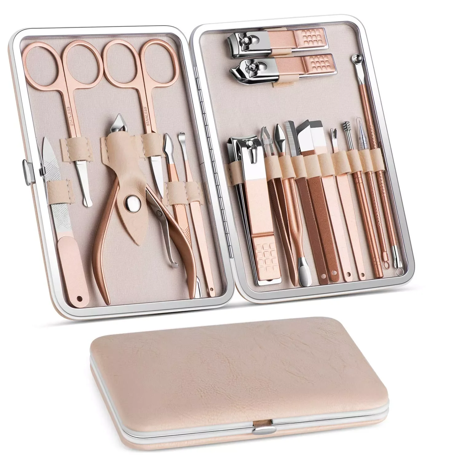 

Manicure Set Pedicure Sets Nail Clipper Stainless Steel Professional Nail Cutter Tools with Travel Case Kit