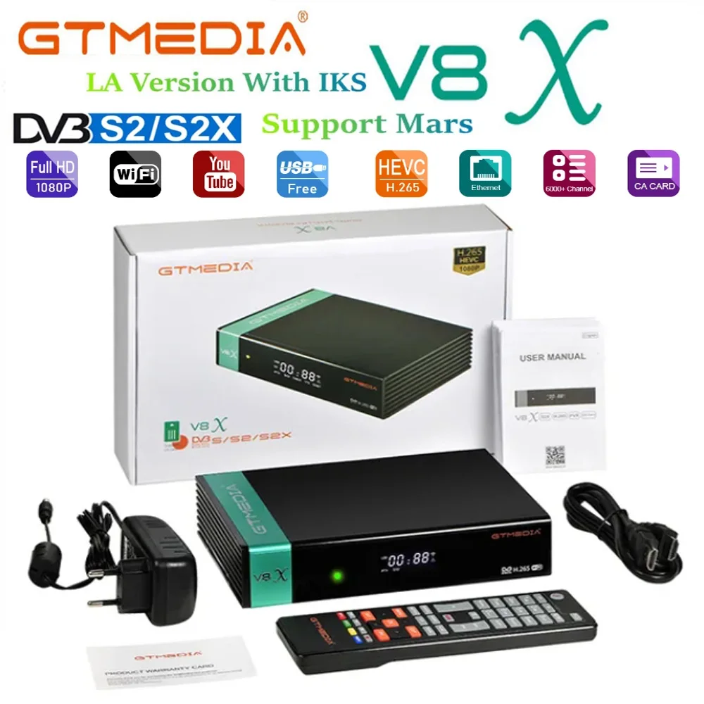 [Подлинный] спутниковый ресивер GTMEDIA V8X HD, DVB-S/S2/S2X, встроенный Wi-Fi 2,4 ГГц, поддержка SAT to Gtplayer, карта CA, ТВ-приемники V8X Mars