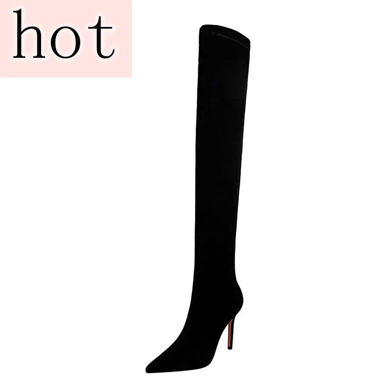 

Winter Faux Suede Modern Boots Pointed Toe Thin Super High Heels Leather Boots Women Over The Knee Large Size43 Women Boots