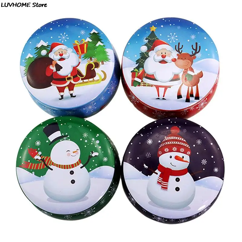 

Mini Christmas Tinplate Round Candy Tin Can Candy Tin for Gift Giving Christmas Scented Tin Jars Round Candle Container