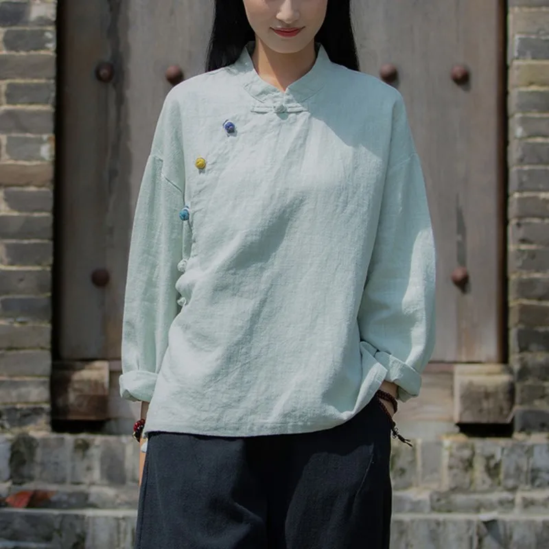 Женские повседневные футболки с длинным рукавом в китайском стиле новинка 2024